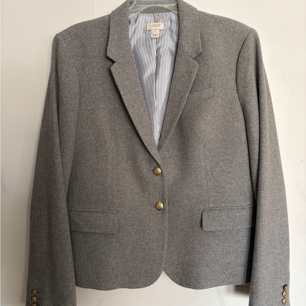 Gray Wool Women's Schoolboy Blazer by J. Crew US 18 Like New